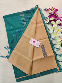 Beige with Peacock Green Pallu  Handwoven Chinnalampattu Saree