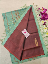 Maroon with sea Green Pallu  Handwoven Chinnalampattu Saree