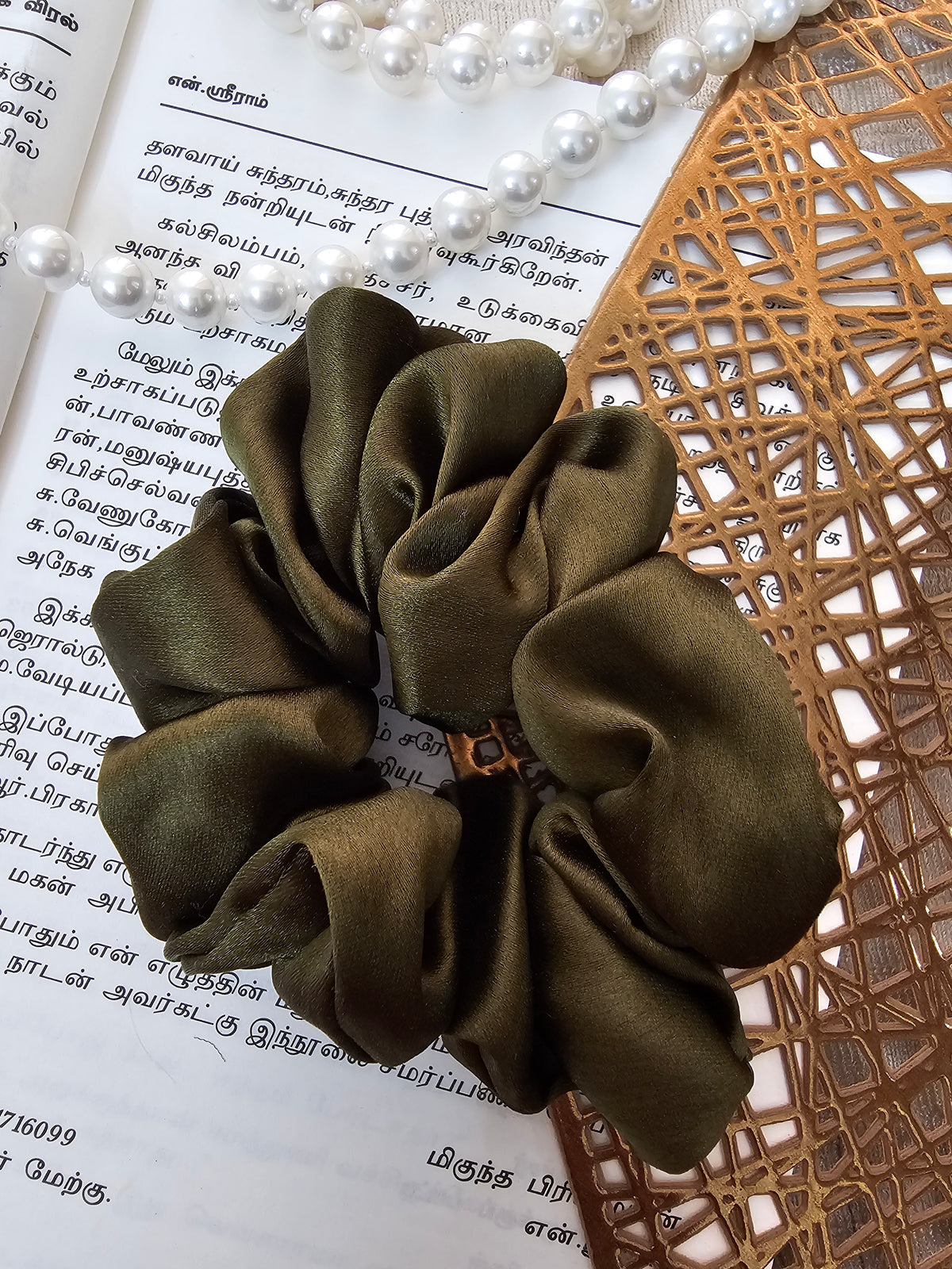 Army Green - Silky Satin Scrunch