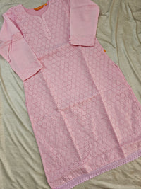 Cotton with Chikan Hakoba Work - Pink