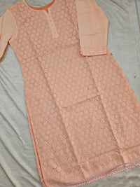 Cotton with Chikan Hakoba Work - Peach Shade