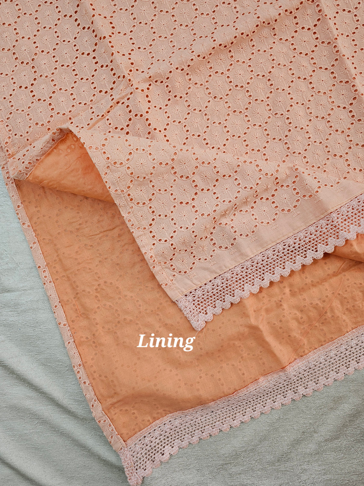 Cotton with Chikan Hakoba Work - Peach Shade