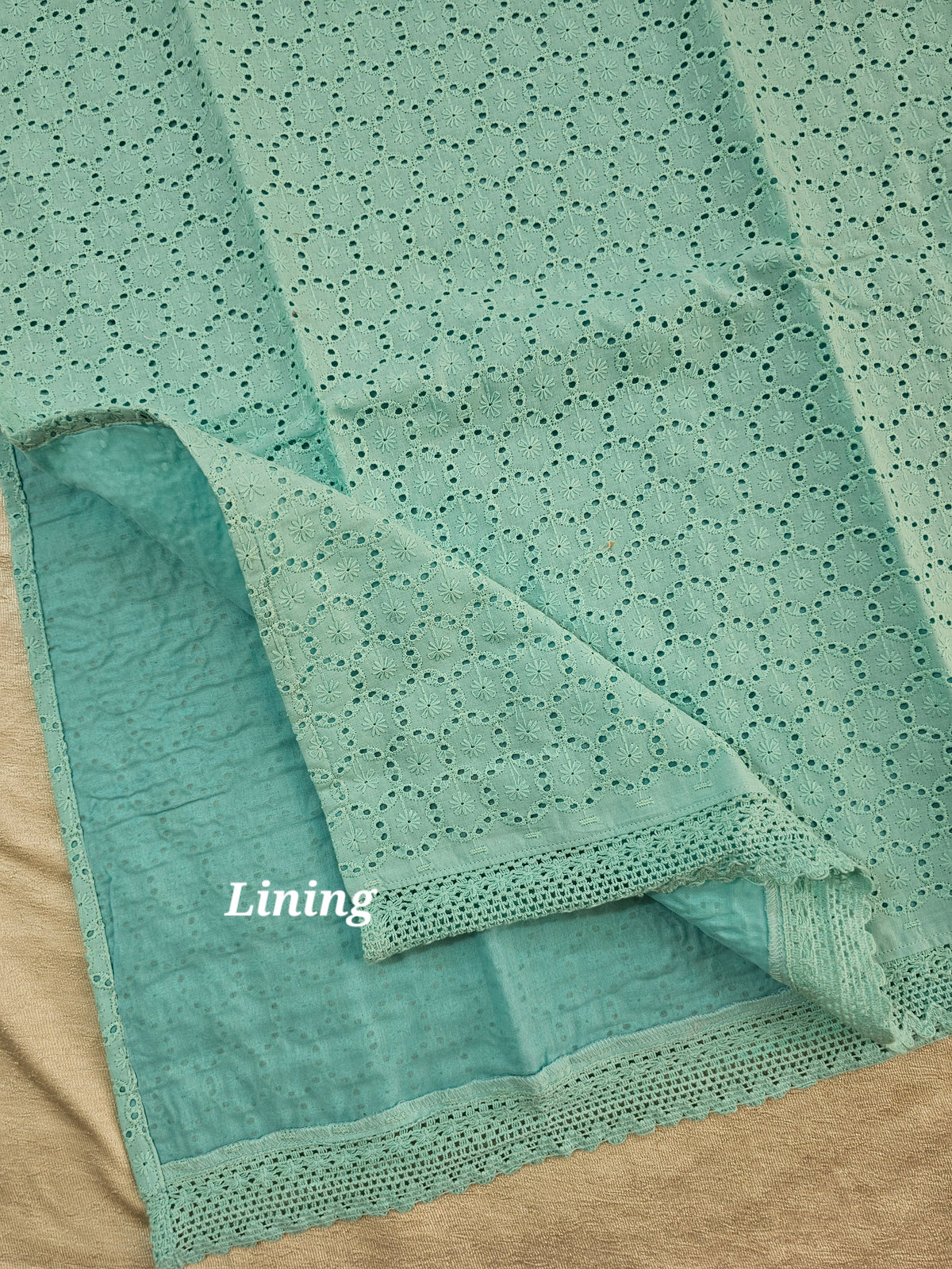 Cotton with Chikan Hakoba Work - Sea Green