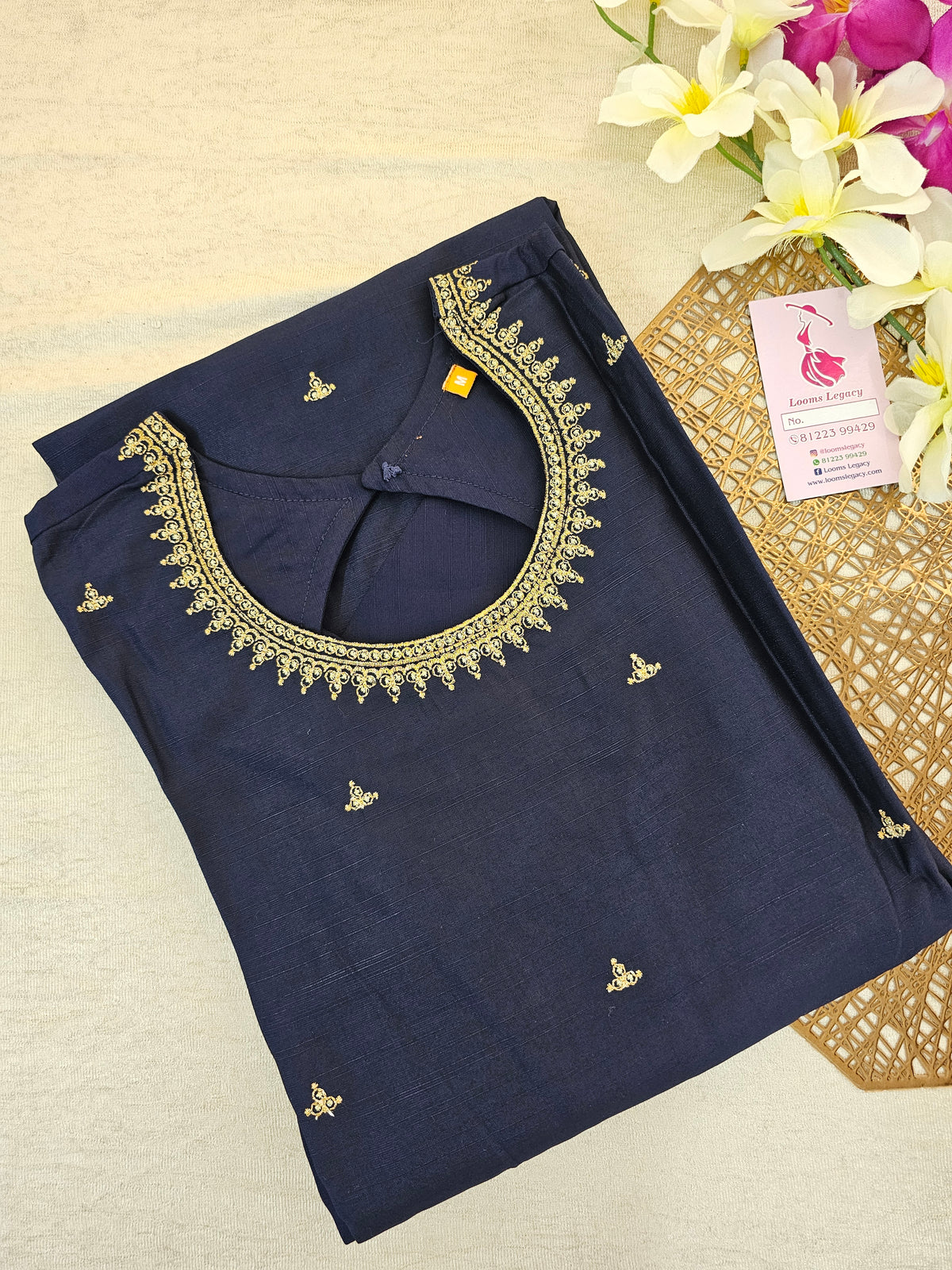 Santin Silk Embroidery Work Kurti - Blue