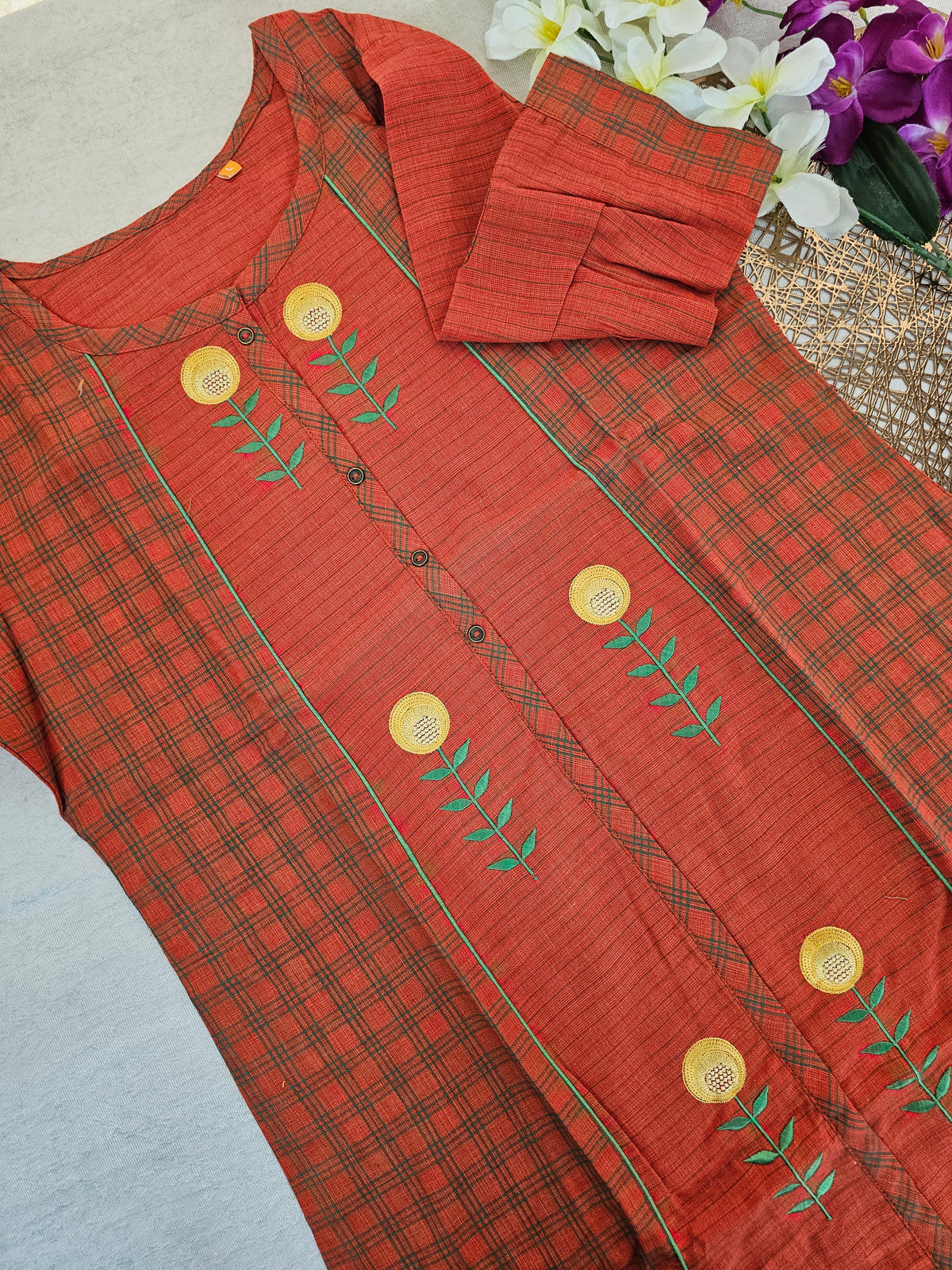 Soft Cotton Kurti - Dark Orange