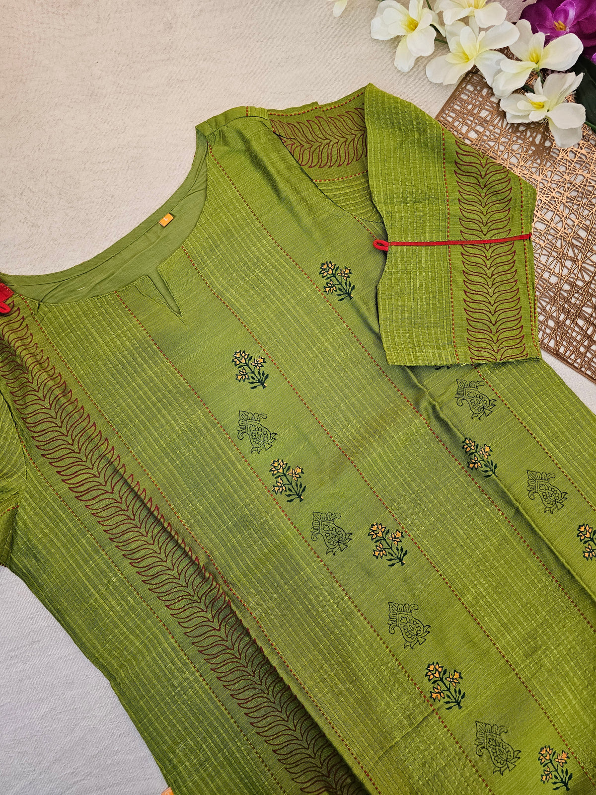 Silk Work Kurti - Green