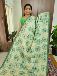 Semi Tussar with Striped Zari Weaving Saree - Sea Green