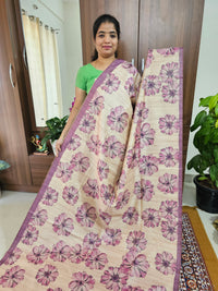 Semi Tussar with Striped Zari Weaving Saree - Purple