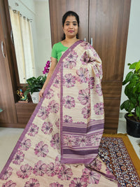 Semi Tussar with Striped Zari Weaving Saree - Purple