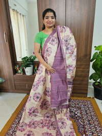 Semi Tussar with Striped Zari Weaving Saree - Purple