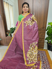 Semi Tussar with Striped Zari Weaving Saree - Purple with Mustrd  Yellow