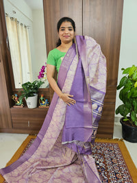 Semi Ghicha with Floral Pattern Saree - Lavender