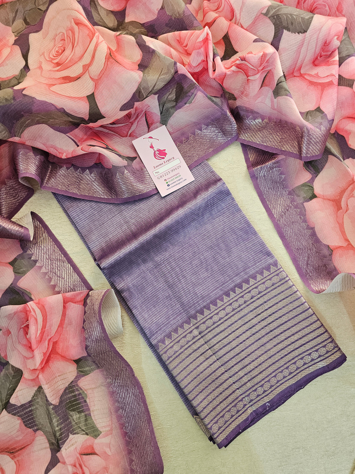 Mangalagiri Pattu Unstitched Suit - Lavender