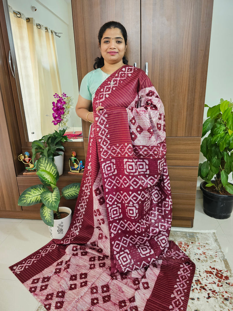 Bhagalpuri Silk Viscous with Sequence Weaving Pallu - Maroon