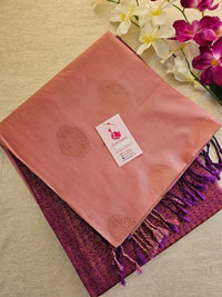 Onion Pink with Purple Copper Zari Woven Border Semi Soft Silk Saree