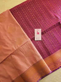 Onion Pink with Purple Copper Zari Woven Border Semi Soft Silk Saree