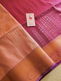 Onion Pink with Purple Copper Zari Woven Border Semi Soft Silk Saree