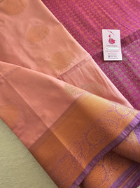 Onion Pink with Purple Copper Zari Woven Border Semi Soft Silk Saree