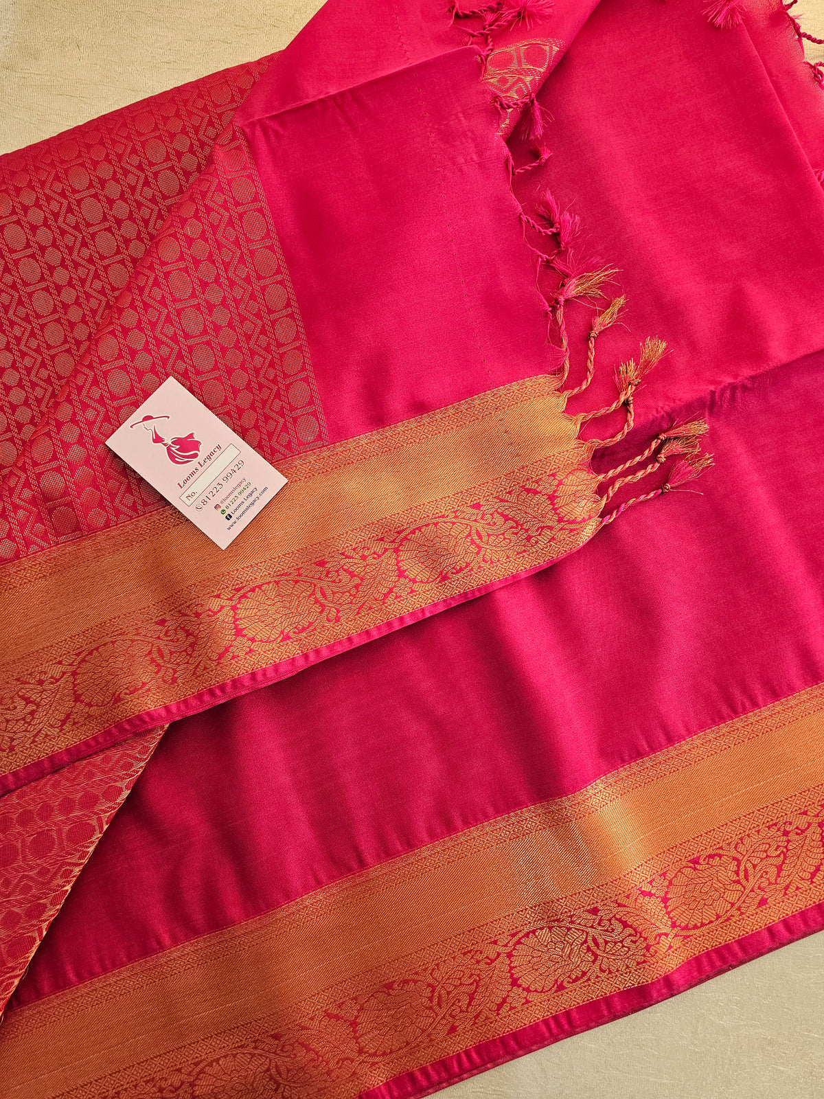 Pastel Green with Pink Copper Zari Woven Border Semi Soft Silk Saree