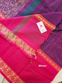 Purple with Dark Pink Vanasingram Pattern Kanchi Cotton