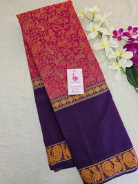 Dark Pink with Purple Vanasingram Pattern Kanchi Cotton