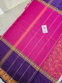 Dark Pink with Purple Vanasingram Pattern Kanchi Cotton