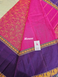 Dark Pink with Purple Vanasingram Pattern Kanchi Cotton