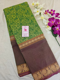 Green with Onion Pink Vanasingram Pattern Kanchi Cotton