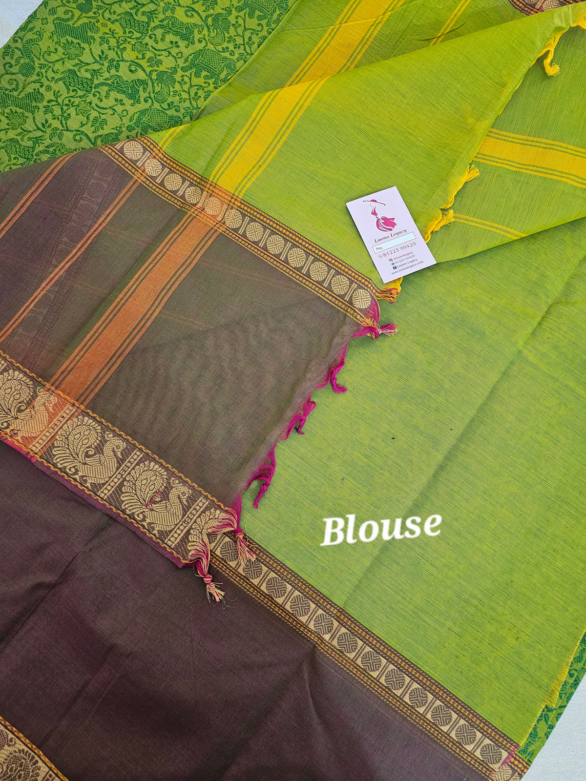 Green with Onion Pink Vanasingram Pattern Kanchi Cotton