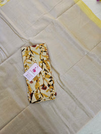 Handwoven Mangalagiri Plain Pattu Saree with Mix and Match Cotton Blouse - Yellow