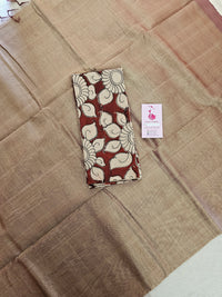 Handwoven Mangalagiri Plain Pattu Saree with Mix and Match Cotton Blouse - Onion Pink