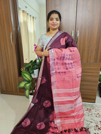 Bhagalpuri Silk Viscous - Maroon with Peach