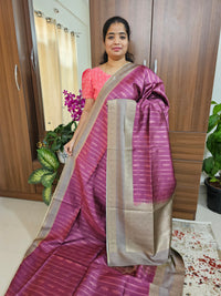 Semi Maandu Tussar Zari Weaving Saree - Magenta Pink with Grey