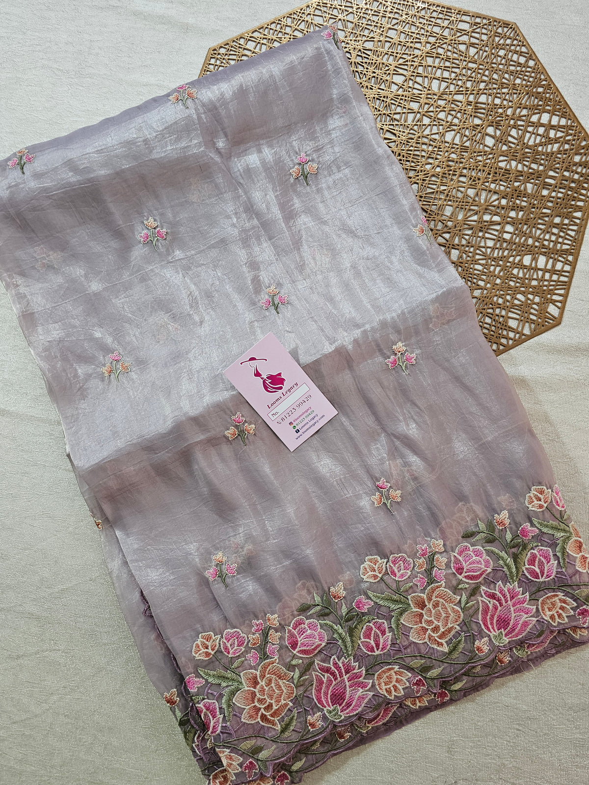 Premium Crushed Designer Soft Saree with Cut Work Emboridery - Lavender