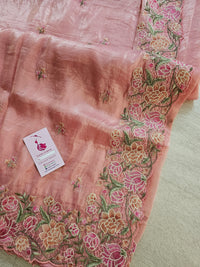 Premium Crushed Designer Soft Saree with Cut Work Emboridery - Peach