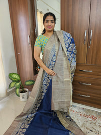 Semi Ghicha Shibori Printed Saree - Blue