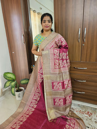 Semi Ghicha Shibori Printed Saree - Magenta Pink