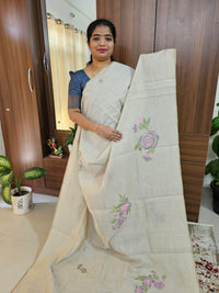 Soft Cotton with Weaving Floral Pattern  - Tussar with Pink