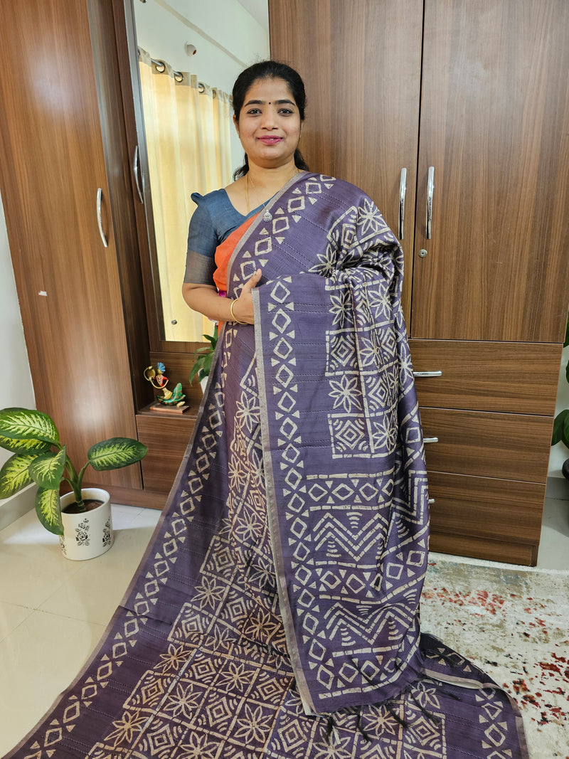 Semi Ghicha  Printed Saree - Purple