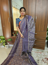 Semi Ghicha  Printed Saree - Purple