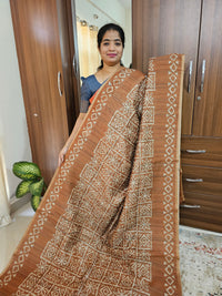 Semi Ghicha  Printed Saree - Mustard Yellow