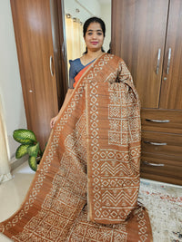 Semi Ghicha  Printed Saree - Mustard Yellow