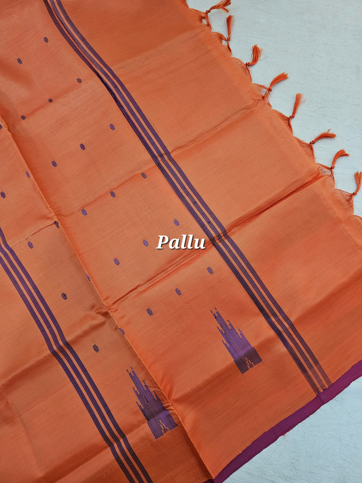 Pink with Orange Pallu Border Handwoven Chinnalampattu Saree