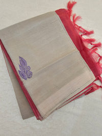 Beige with Pink Pallu Handwoven Chinnalampattu Saree