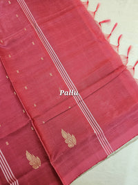 Beige with Pink Pallu Handwoven Chinnalampattu Saree