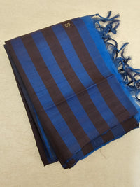 Brown with Blue Stripes Handwoven Chinnalampattu Saree