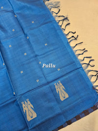 Brown with Blue Stripes Handwoven Chinnalampattu Saree