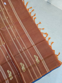 Grey with Rust Orange Pallu Handwoven Chinnalampattu Saree