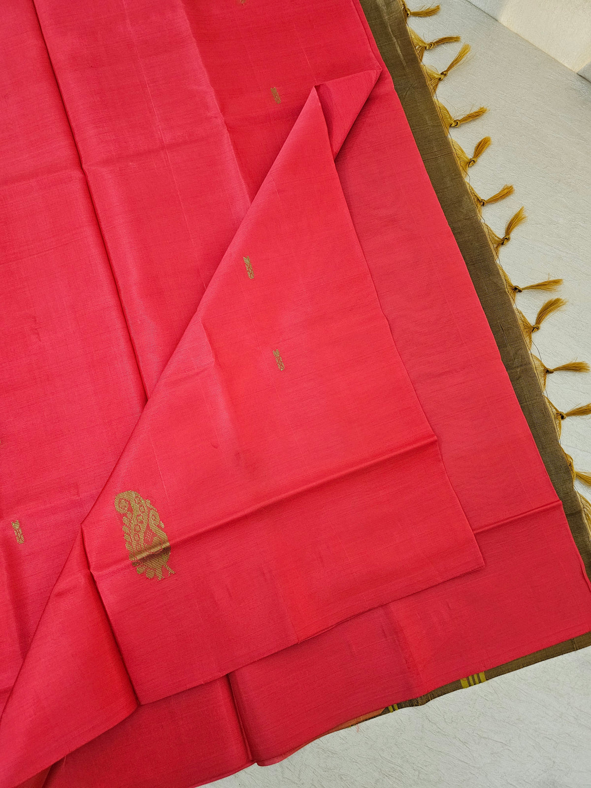 Dark Pink with Brown Pallu Handwoven Chinnalampattu Saree