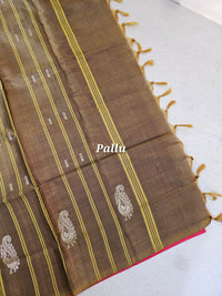 Dark Pink with Brown Pallu Handwoven Chinnalampattu Saree